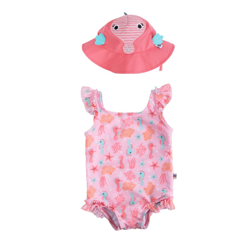 Baby Swimsuit and Hat Set - Seahorse
