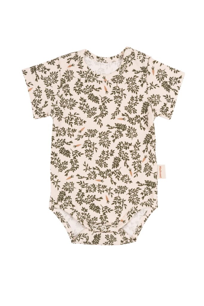 malomi body short sleeve organic green floral 0-3
