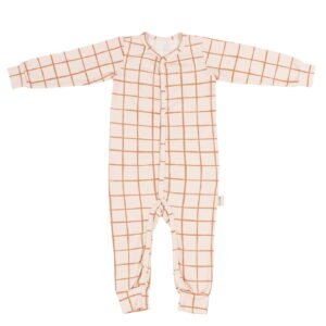 malomi long sleeve rampers organic camel check 6-8