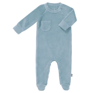 Pyjama velours w/feet blue fog
