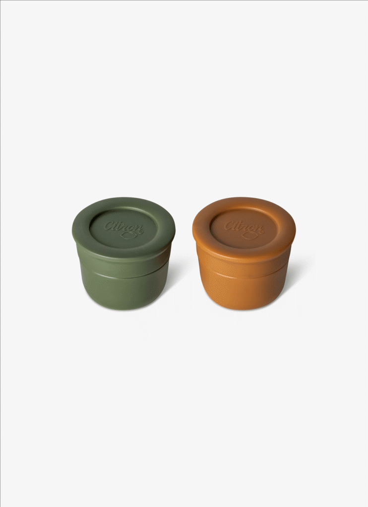 Citron Mini Sauce Containers Caramel Green