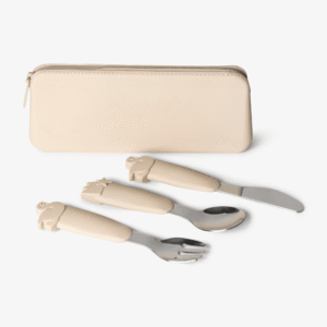 Citron Silicone Cutlery Set With Pouch Beige