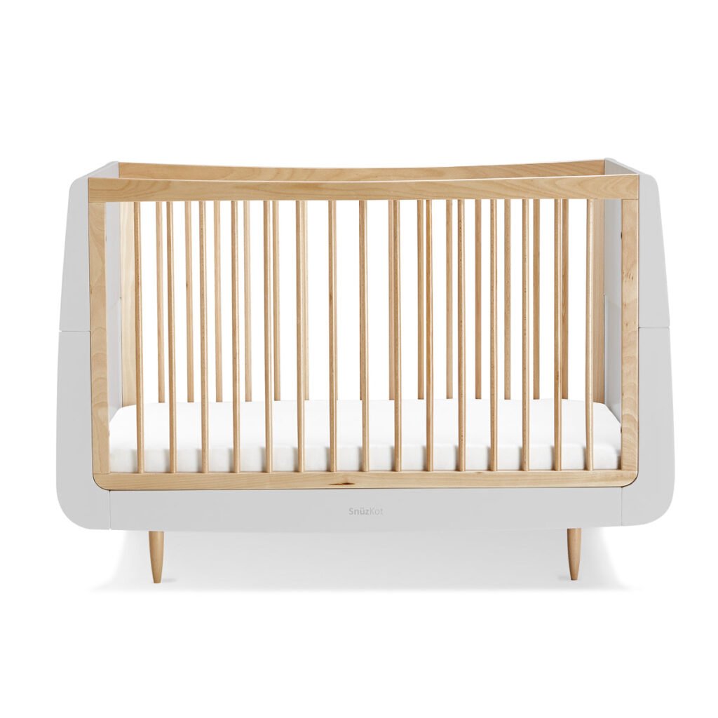 SnuzKot Skandi Cot Bed – Haze Grey / Natural