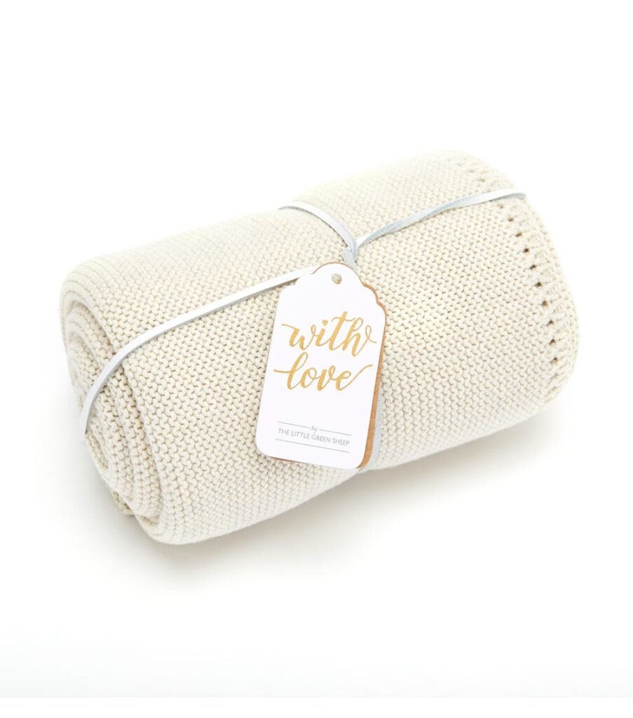 Snuz Organic Knitted Cellular Baby Blanket -Linen