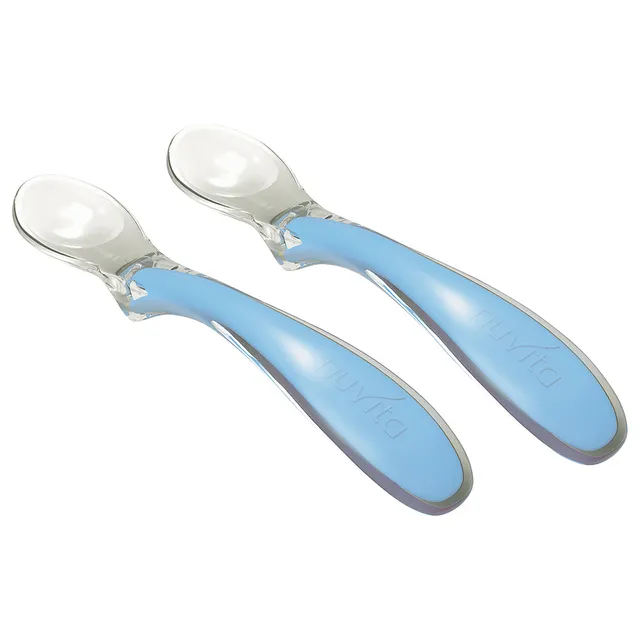 Set 2 Easy Eating silicone spoons, blue