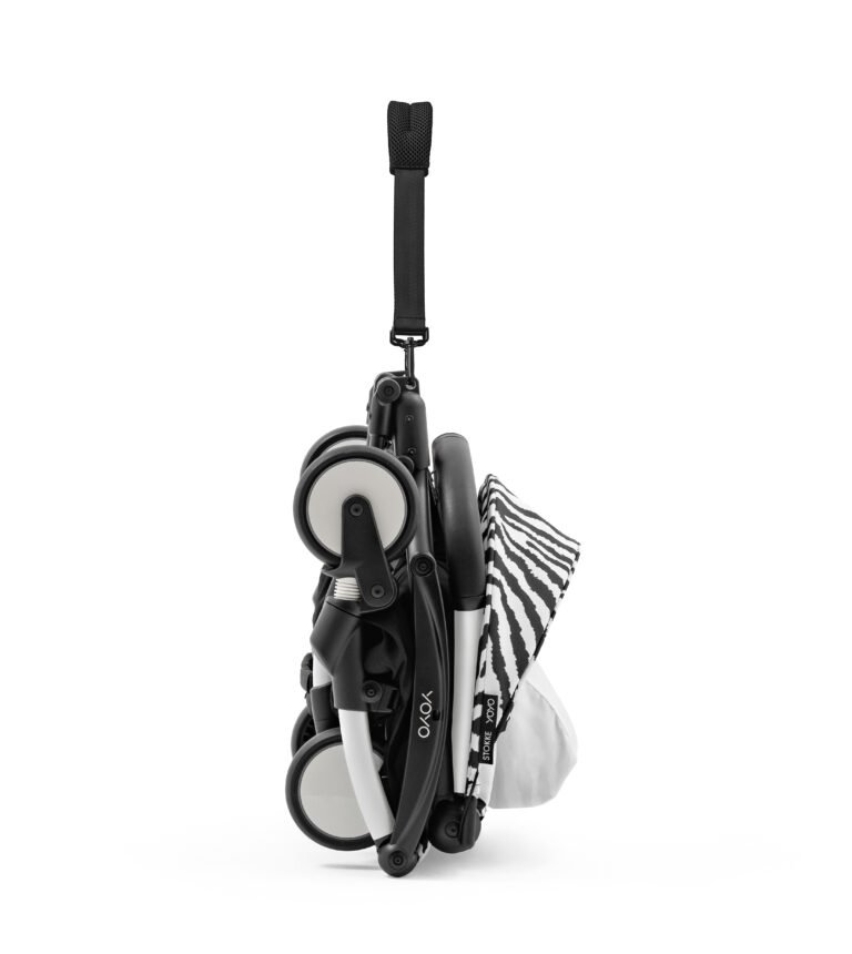 Stokke® YOYO® 6+ Zebra. White frame. Profile. Folded.
