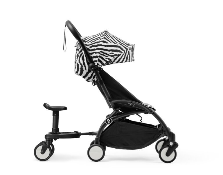 Stokke® YOYO® 6+ Zebra. Black frame. Board. Profile view.